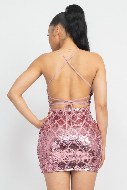 Diamond Pattern Sequin Dress