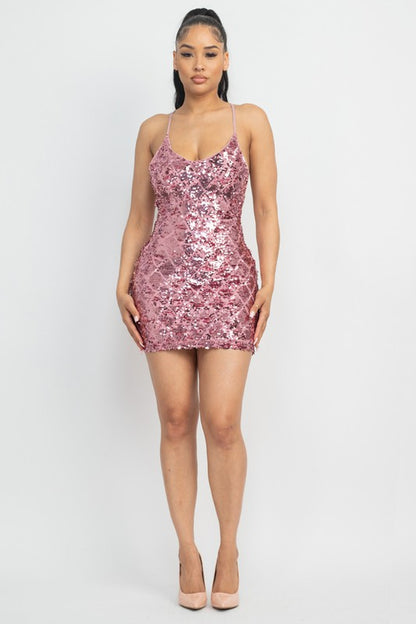 Diamond Pattern Sequin Dress