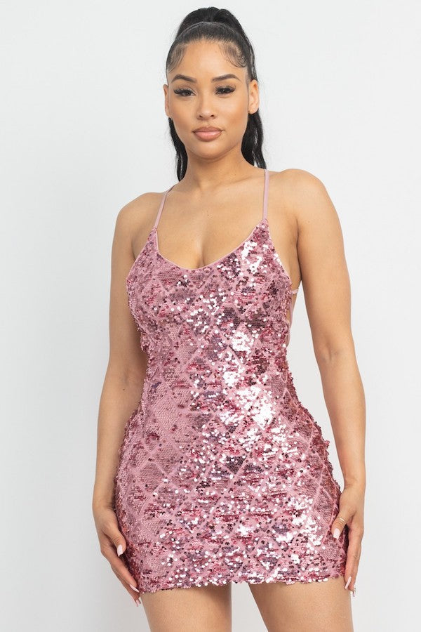 Diamond Pattern Sequin Dress