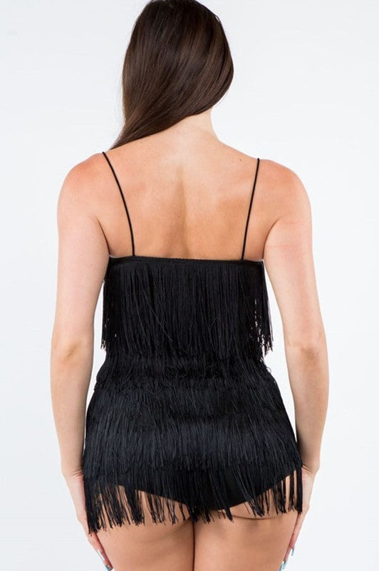 Fringe Tiered Sleeveless Romper #D1637 Purple / L Fringe Tiered Sleeveless Romper #D1637 Purple / L