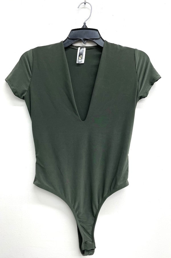 Lined Double Layer Bodysuit - Olive