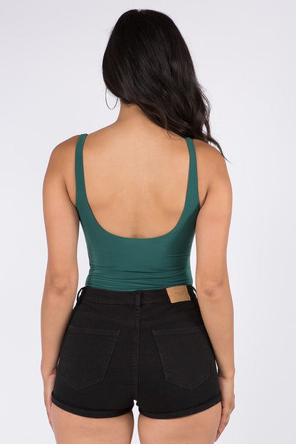 Tank Lined Bodysuit - Hunter Green - Back View