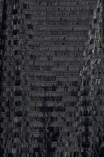 Close up of Sequined Two Piece Skirt Set in black color