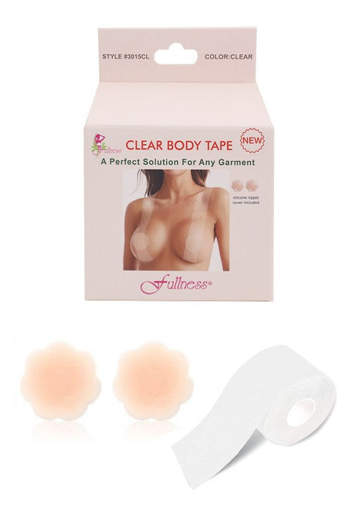 Body Tape With Nipple Covers - Clear