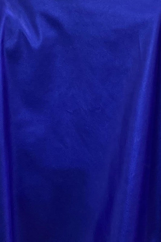 Metallic Pu Mini Open Side Skirt - Blue - Close Up