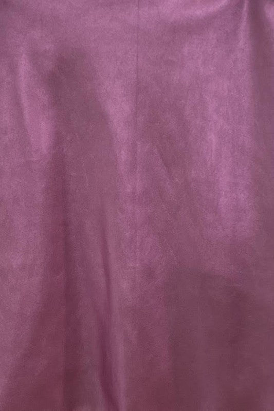 Metallic Pu Mini Open Side Skirt - Pink - Close Up