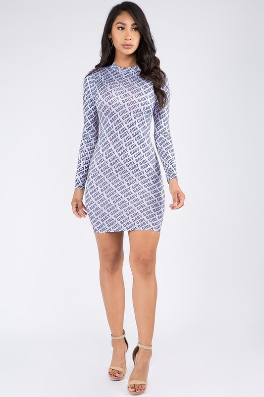Are You Lost Baby Girl? Mock Neck Mini Dress in lavender color