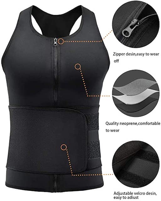 Sauna Suit Neoprene Vest for Men. Zipper desin, easy to wear off. Quality neoprene, comfortable to wear. Adjustable velcro desin, easy to adjust.