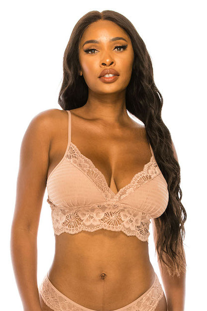 Delicate Lace Trim Bralette in color beige
