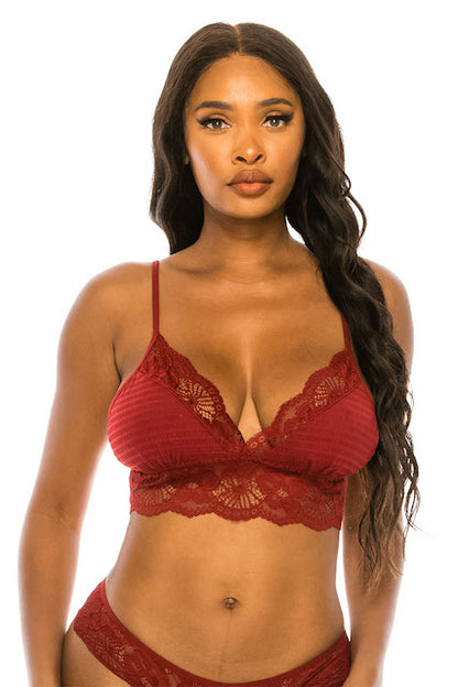 Delicate Lace Trim Bralette in color red