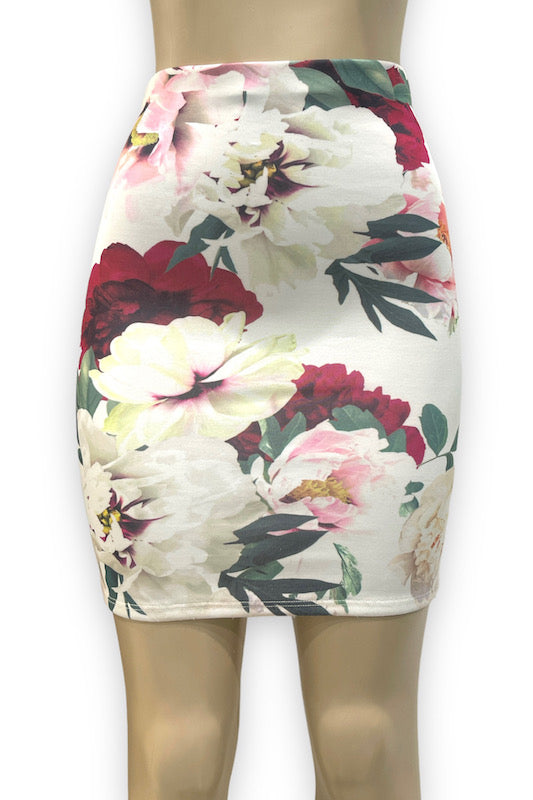 Floral Short Pencil Skirt