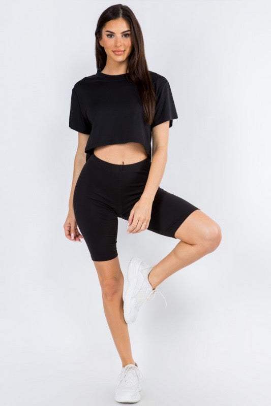 My Kind of Look Peach Skin Biker Shorts - Black