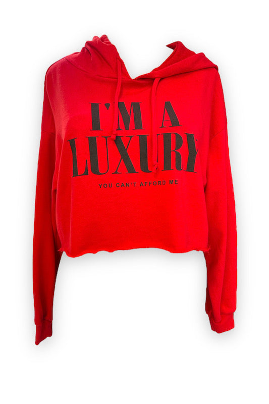 I'm A Luxury Cropped Hoodie Sweatshirt in red