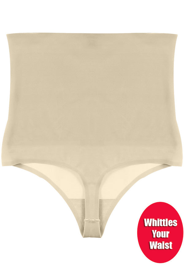 Shapewear Seamless Thong - Beige - Back View - Whittles Your Waist