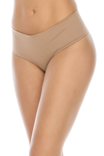 Comfortable Microfiber Seamless Thong - Beige