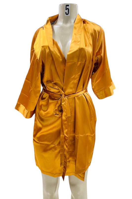 Satin Robe in Gold color