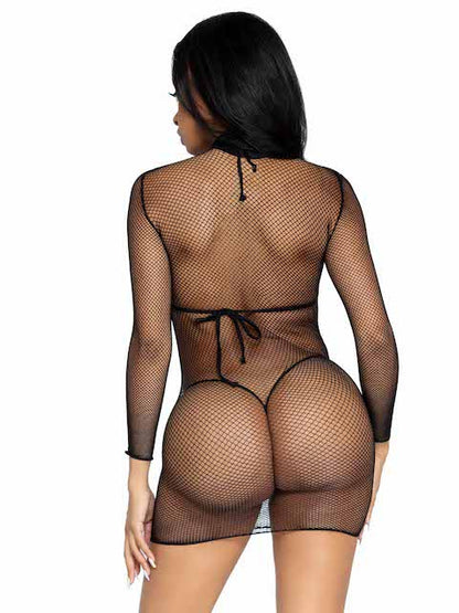 Back of Black Fishnet Dress