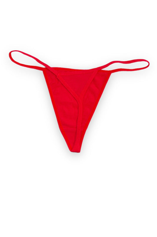back of Cotton G String in red