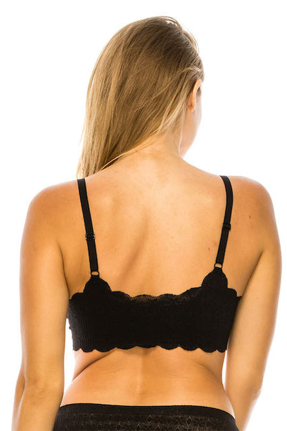 Soft Floral Wire-Free Comfort Bralette - Black