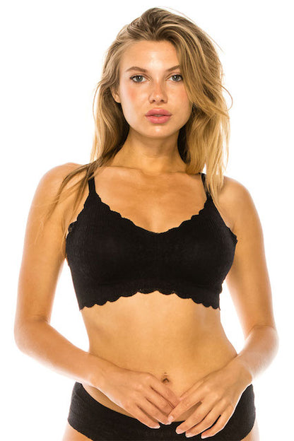 Soft Floral Wire-Free Comfort Bralette - Black