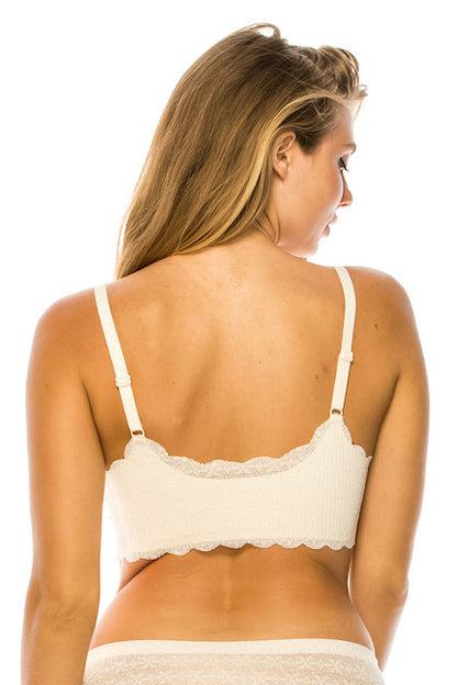 Soft Floral Wire-Free Comfort Bralette - Apricot