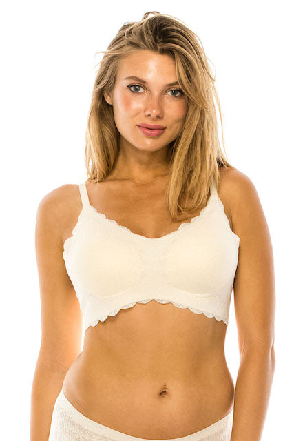Soft Floral Wire-Free Comfort Bralette - Apricot