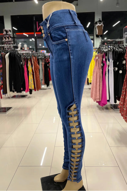 Side of Jasmine No Back Pockets Jeans in Blue