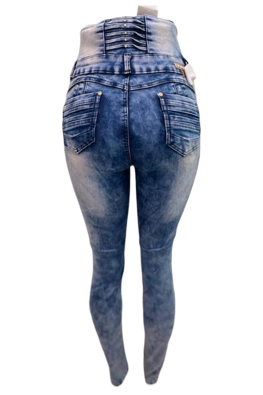 Back of Cindy Curvy High Rise Jeans in Blue