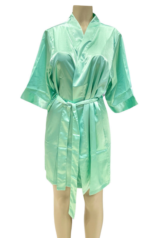 Satin Kimono Robe - Aquamarine