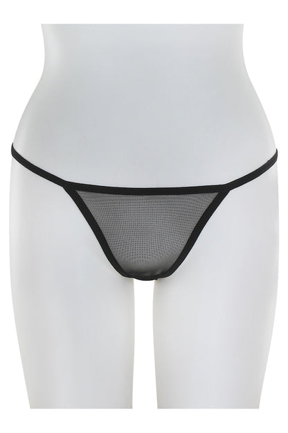 Caged Mesh Garter Belt W/ Thong - Black - Thong 