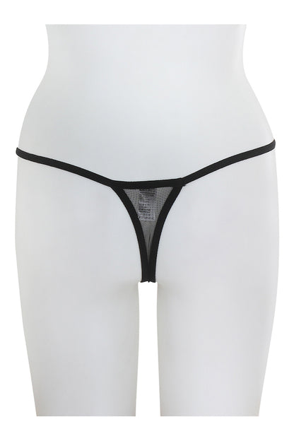 Caged Mesh Garter Belt W/ Thong - Black - Thong - Back View