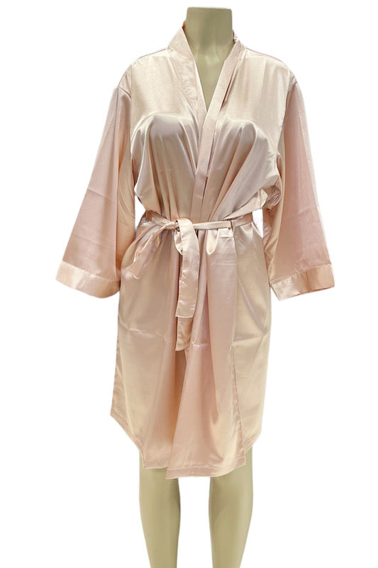 Satin Kimono Robe - Beige