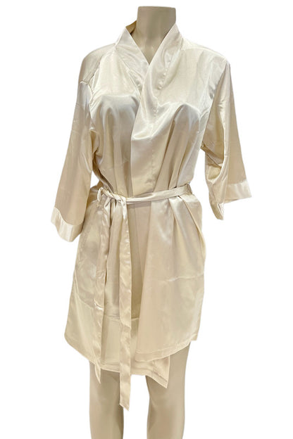 Satin Kimono Robe - Cream