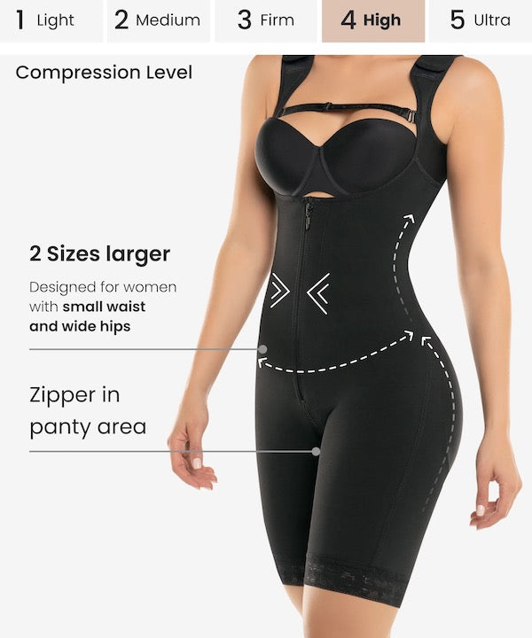High Compression Bodysuit With Zip Crotch