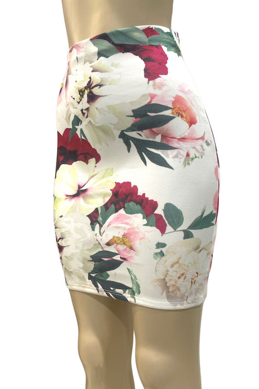 Floral Short Pencil Skirt