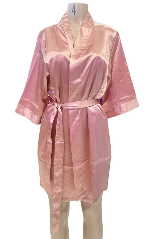Satin Kimono Robe - Gold Pink