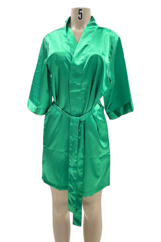Satin Kimono Robe - Green