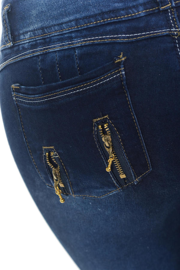 Close up of Zip Up Mid Rise Jeans