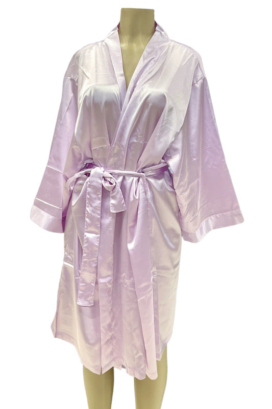 Satin Kimono Robe - Lavender