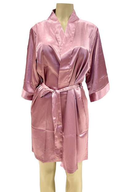 Satin Kimono Robe - Mauve