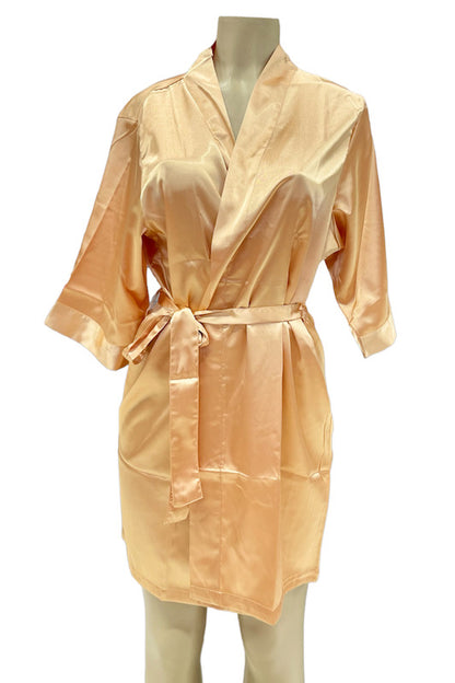 Satin Kimono Robe - Peach