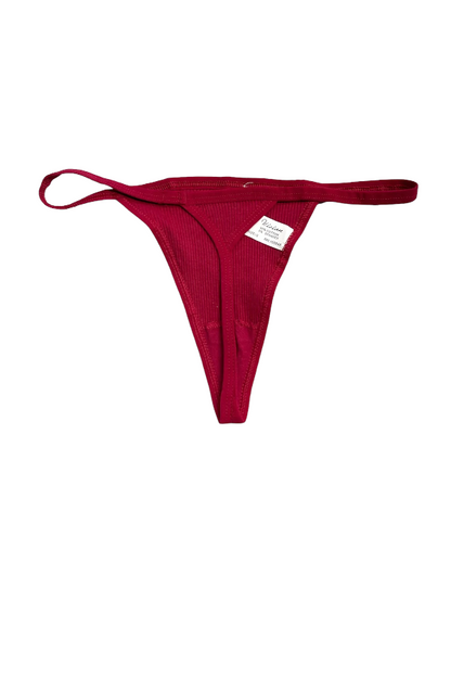 Rib Knit G String Thong - Burgundy