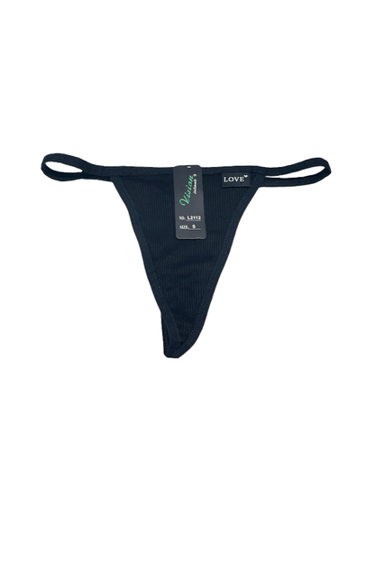 Rib Knit G String Thong - Navy