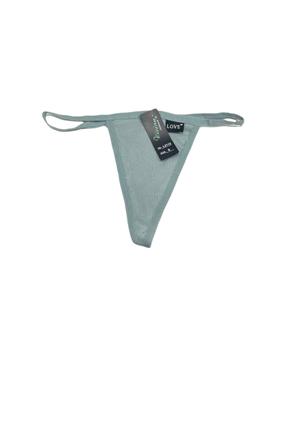 Rib Knit G String Thong - Light Blue
