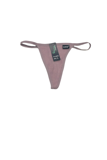 Rib Knit G String Thong - Lavender
