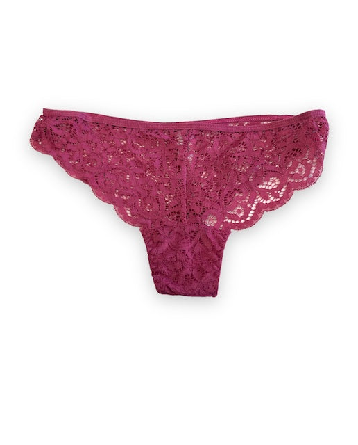 Lace Flower Cheeky Thong in "raspberry"