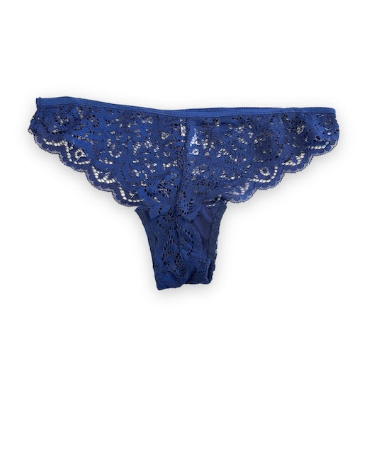 Lace Flower Cheeky Thong in "navy"