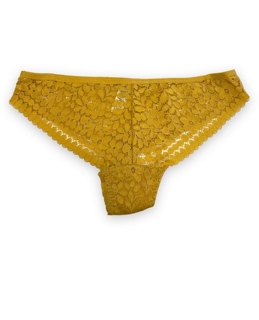Flower Embrace Cheeky Thong in mustard color
