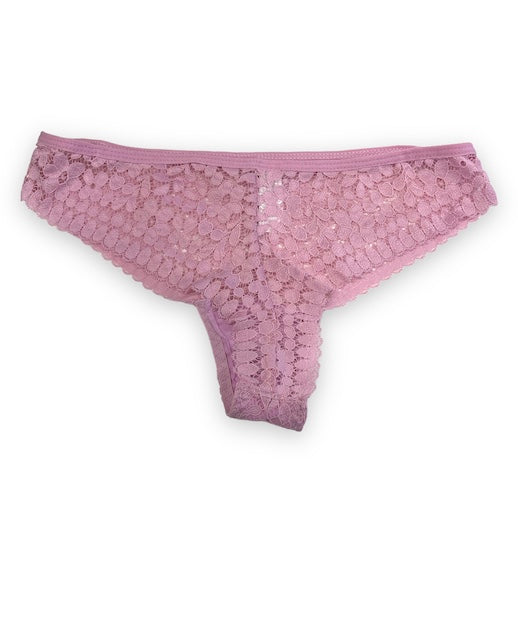 back of Flower Embrace Cheeky Thong in "pink"