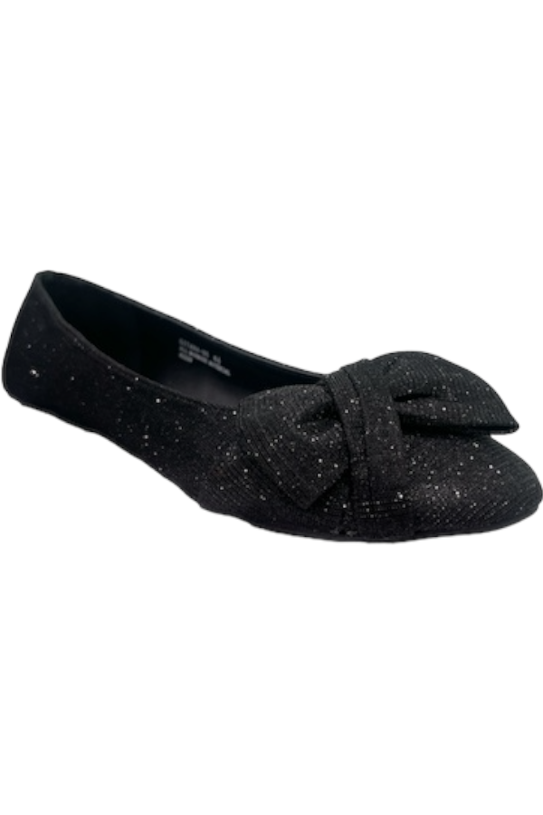 Gitana Bow Glitter Flats in black